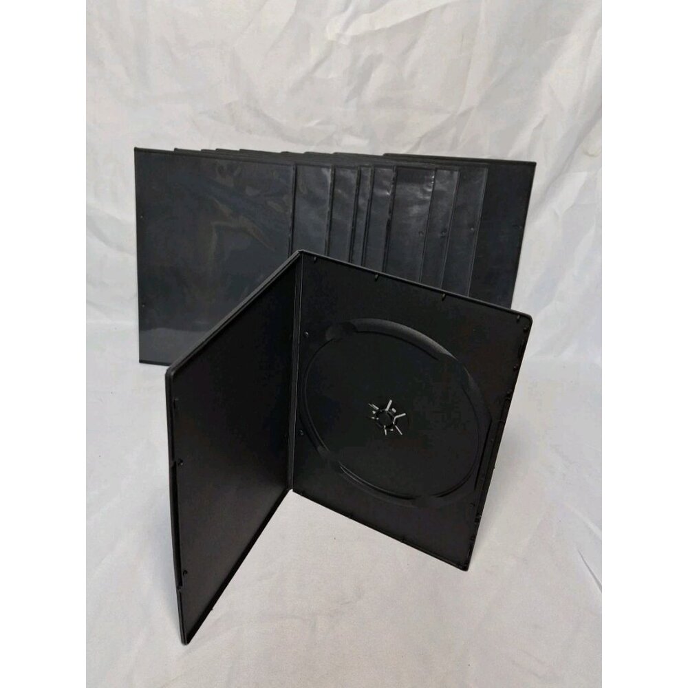 10 Black 6mm Slim SINGLE Disc CD DVD Movie Case Storage Box w. Clear Pocket